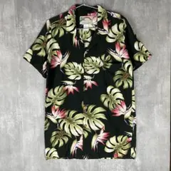 【USA製】PARADISE FOUND 90's 葉柄アロハシャツ 柄シャツ
