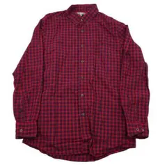 UNIQLO チェックシャツ 長袖 ボタンダウン Mサイズ 赤 黒 綿 ユニクロ