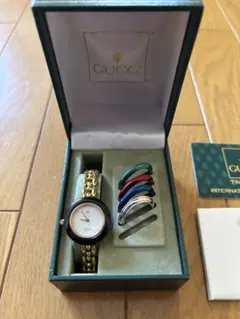 GUCCI チェンジベゼル 美品 希少カラー ベゼル5色 純正箱付き　動作確認済