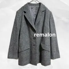 c370【レマロン】カシミヤ混ウールテーラードジャケットオフィスカジュアルレトロ