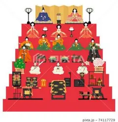 激安！女の子祝七段飾り雛人形 直接引き取り粗品フェイスタオルプレゼント付のサムネイル