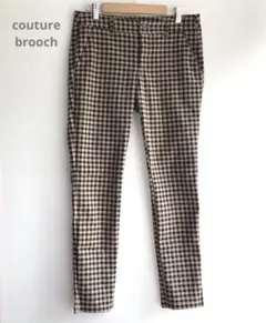 クチュールブローチ　【38】ギンガムチェック　パンツ　ベージュ　黒　カジュアル