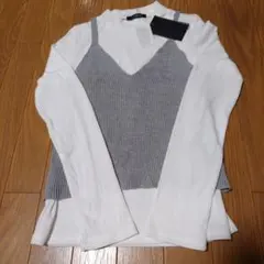 【新品】タグ付きRaf Raf 重ね着風 リブ 長袖 カットソー
