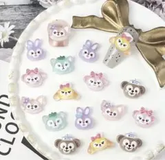 ダッフィーフレンズ　ネイルパーツ:6種・12個＋ラインストーン20粒以上