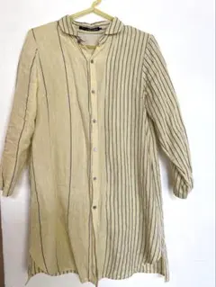 パラスパレス ロングシャツチュニック サイズ2 ストライプ柄クリーム色のサムネイル