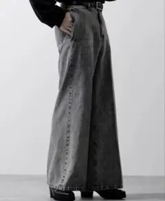 【CLEL】ヴィンテージデザイン フレアデニムパンツ　S グレー