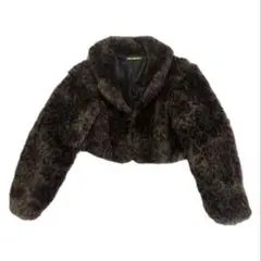 y2kレオパード柄ファークロップドジャケット S