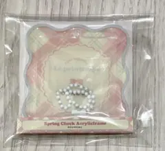 フクヤFUKUYA スプリングチェックアクリルフレームミニスクエアピンクxブルー