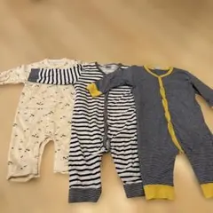 PETIT BATEAU ストライプ柄ロンパース 3枚セット