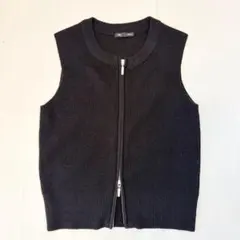 ジーユー GU フロントジップ ニットベスト ブラック S
