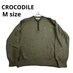 美品　CROCODILE ハーフジップ ニット セーター カーキ