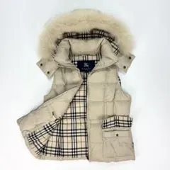 人気✨バーバリーロンドン ダウンベスト ノバチェック ブルーフォックス 36