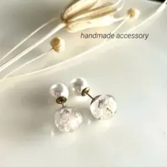 可憐なかすみ草☆パールキャッチピアス