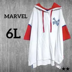 MARVEL【6L】パーカー フード 半袖 スパイダーマン ビッグシルエットのサムネイル