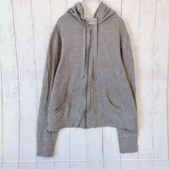 チーター 無地 ジップパーカー フード長袖 XL 灰 綿 デイリー お出かけ