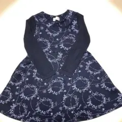 mezzo piano ネイビー 花柄 ワンピース 110