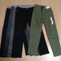 オリーブグリーン スリムフィット 長ズボン