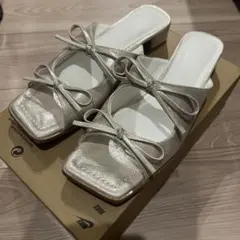 GU リボンヒールミュール シルバー M