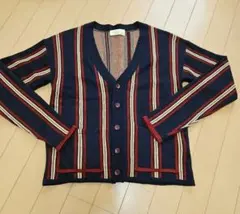 w closet ストライプ柄 カーディガン　ネイビー×レッドのサムネイル