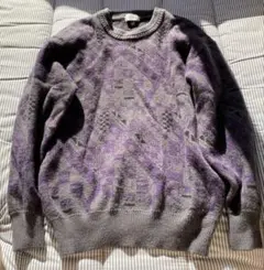 Lime Crest 幾何学模様 セーター グレー/パープル