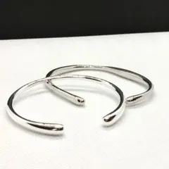 ​ペア バングル 2点セット シルバー カフ ブレスレット 調整可能 シンプル