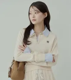 完売品　Chico 刺繍入り　襟付き　ポロニット　アイボリー