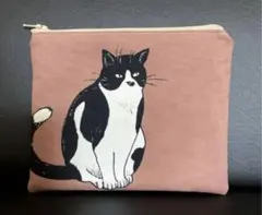 ハンドメイド ハチワレねこちゃん ポーチ メイクポーチ 小物入れ 猫