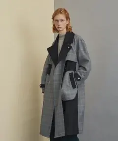 美品ユナイテッドトウキョウ　チェック柄　リバーストレンチコート グレー/ブラック