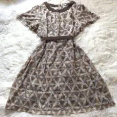 極美品♡アリスバーリー 半袖シフォン透け感ワンピース サテンリボン 大きいサイズ