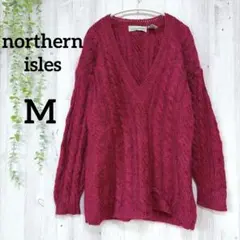 【極美品】northern isles モヘア混 Vネック ケーブルニット M