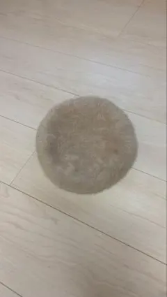ベージュ ファー ベレー帽