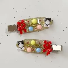 【平成レトロ】【平成女児】キャンディポップねこリボンクリップ(2個セット)