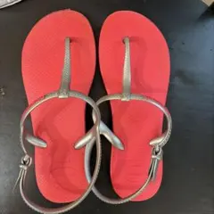 Havaianas ビーチサンダル ピンク シルバー ストラップのサムネイル