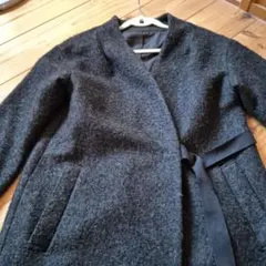 ノーカラーコート　グレー