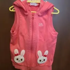 miki house ピンクウサギ刺繍パーカー 120
