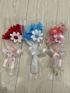 미니 부케 데이지 핑크 블루 레드 3 번 세트 몰 플라워