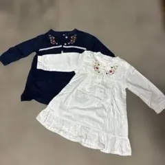 刺繍付きコットン長袖シャツ2点セット95サイズ