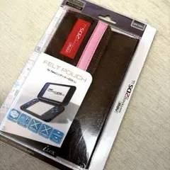 Newニンテンドー2DS LL フェルトポーチ ブラウン/ピンク