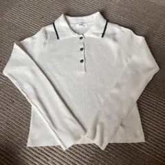 WEGO ウィゴー コンパクトニットポロ セーター 長袖 白 ホワイト フリー