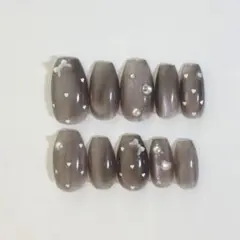 015ネイルチップ　【サイズオーダー】マグネット　ハート　リボン