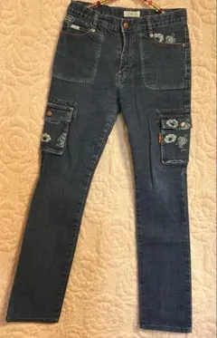 ANGEL BLUE デニムパンツ 160 アジャスター付 刺繍 平成レトロ