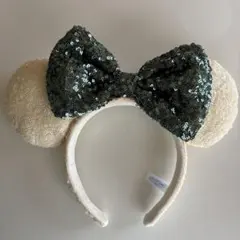 ミッキー耳カチューシャ クリーム色とダークグリーン