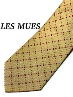 2本目半額 極美品 LES MUES ベージュ チェック柄 ネクタイ シルク