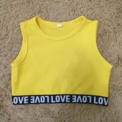 イエロー LOVEロゴ ノースリーブタンクトップ