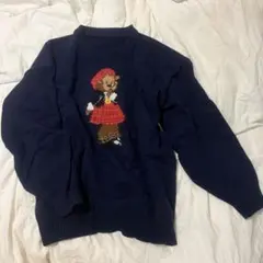 刺繍入り ネイビーセーター