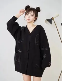 darich ベアエンブロイダリーニットカーディガン