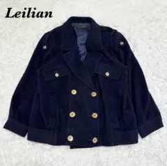 【美品】Leilian ダブルボタン ウールジャケット ネイビー