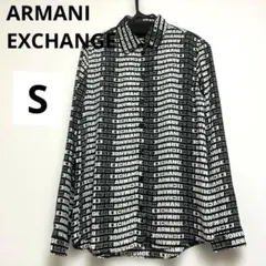 【美品】アルマーニエクスチェンジ 長袖シャツ ロゴ総柄 総柄 ブラック 黒 Sのサムネイル