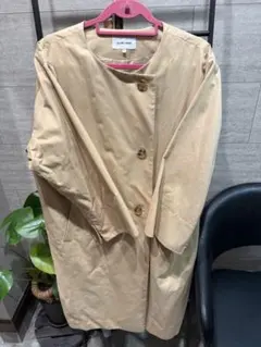 GLOBAL WORKベージュ コットン コート ボタン付き