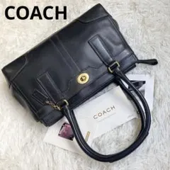 COACH 黒 ターンロック turn lock レザー ミニボストン ブラック